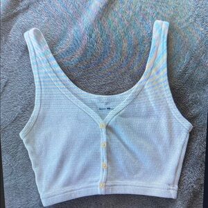 White Button-Up Crop Top